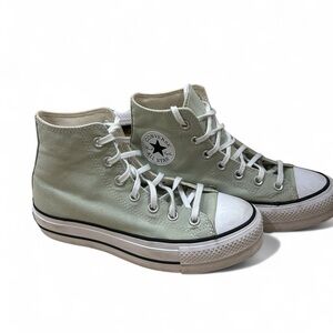 Converse Light Green High-Tops with White Accents